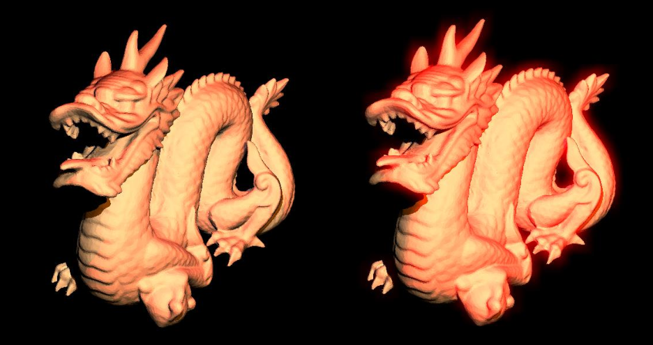Bloom filter for high light intensity on the Stanford dragon