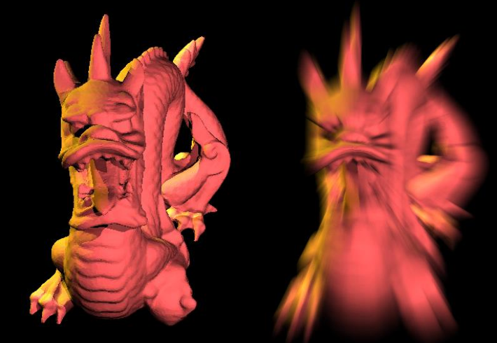 Motion blur along a vector towards the dragon