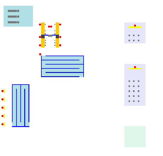 Top-down view screenshot of the AATOM simulator showing an airport security check